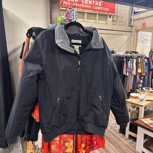 L L bean men’s black warm up bomber jacket fleece lined men’s large regular